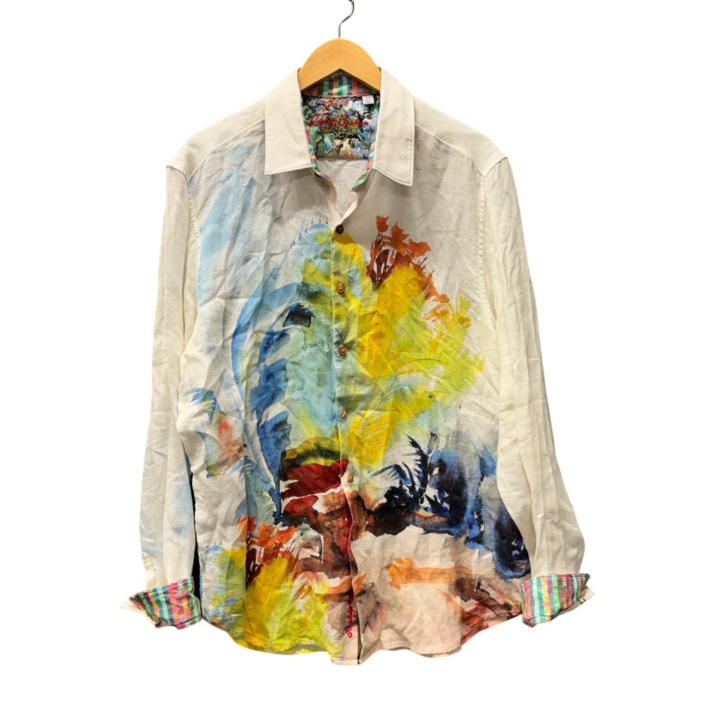 Robert Graham Button Up Shirt Mens 2XL Classic Fit Abstract Multicolor Linen